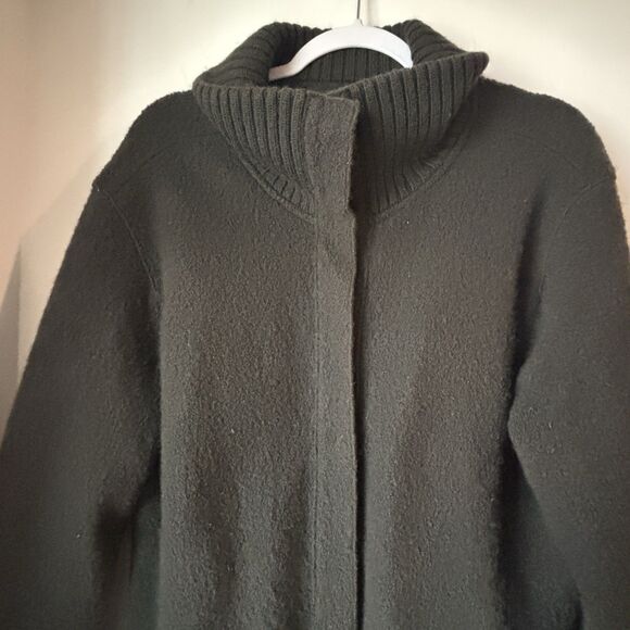 VTG Centigrade 100% Wool Sweater Coat Womens M Green Deep Pockets Snaps EUC - Picture 14 of 16